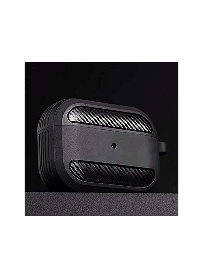 KASTWAVE - Air Pods Pro Case Cover Rugged Armor Designed Shock Absorbing Protective Case With Keychain Waterproof Silicone Cover Air Pods Accessories For Air Pods Pro Charging Case Black - Image 1