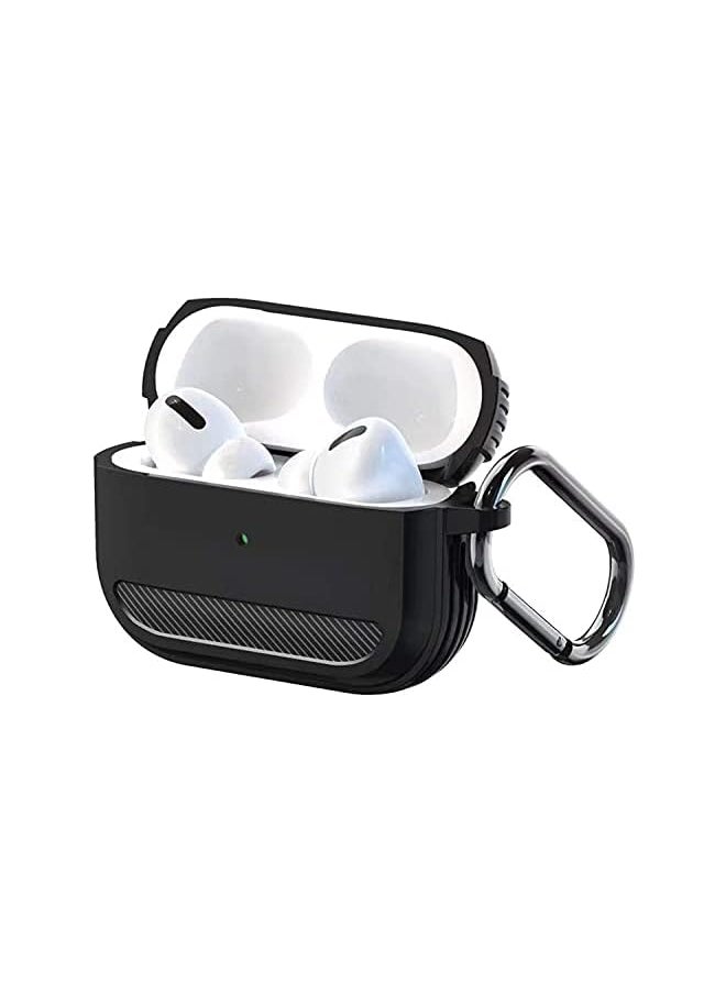 KASTWAVE - Air Pods Pro Case Cover Rugged Armor Designed Shock Absorbing Protective Case With Keychain Waterproof Silicone Cover Air Pods Accessories For Air Pods Pro Charging Case Black - Image 1