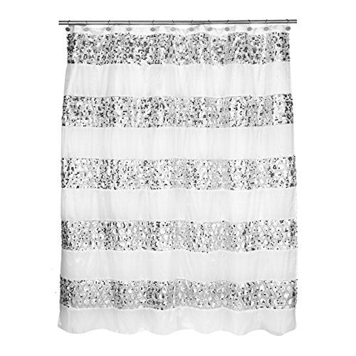 Popular Bath Sinatra Sequin Shower Curtain, White, 70x72 Inches - Image 2