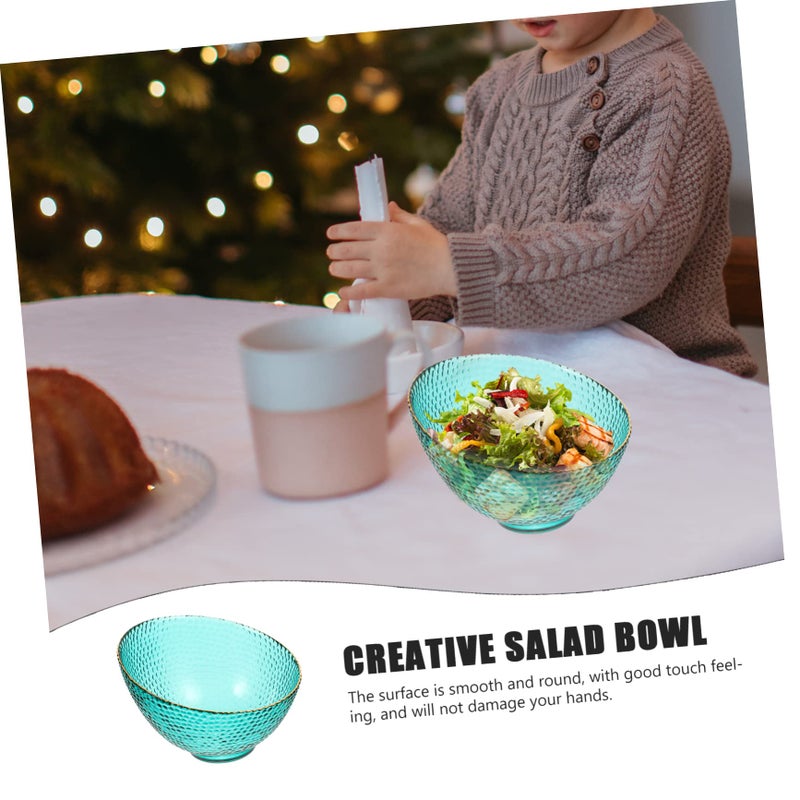 Green Hammered Glass Salad Fruit Bowl Snack Serving Dish Smooth Edges Easy Clean 17 5X17X12 5CM - Image 5