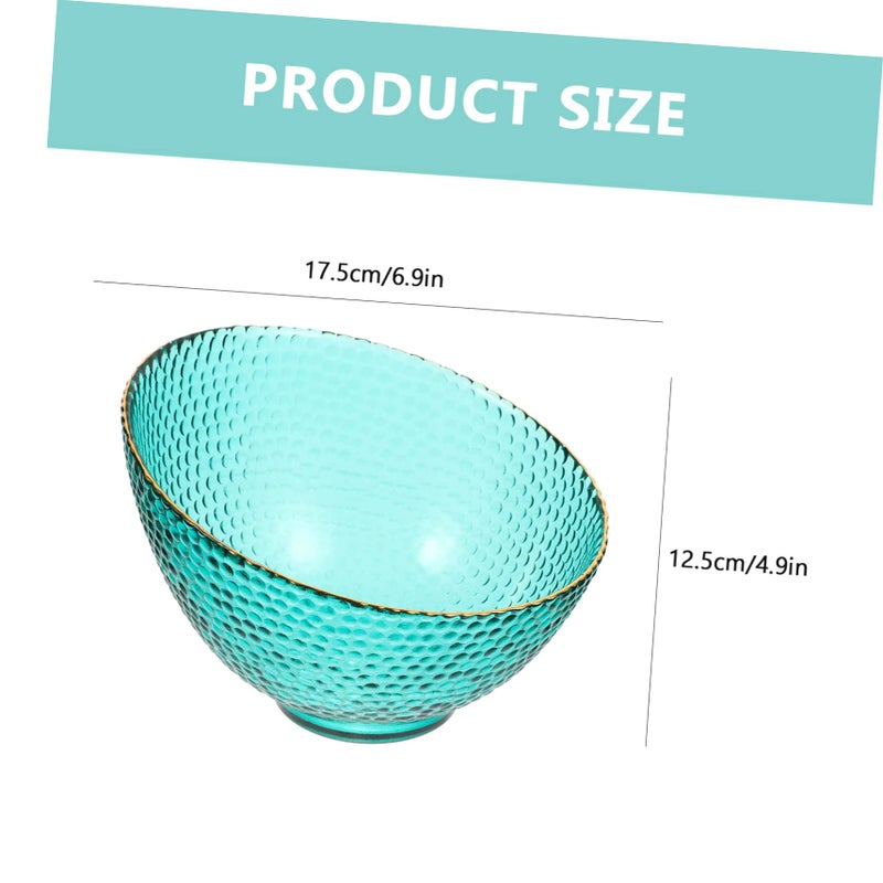 Green Hammered Glass Salad Fruit Bowl Snack Serving Dish Smooth Edges Easy Clean 17 5X17X12 5CM - Image 4