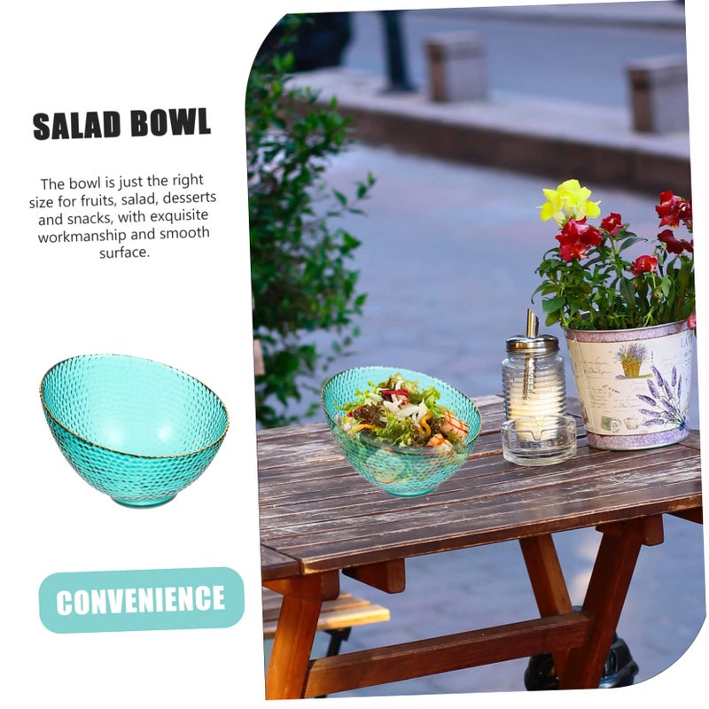 Green Hammered Glass Salad Fruit Bowl Snack Serving Dish Smooth Edges Easy Clean 17 5X17X12 5CM - Image 3