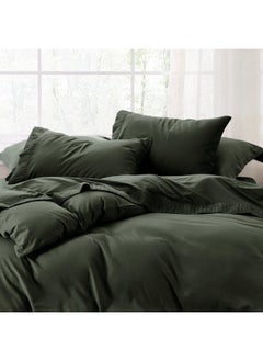 Bedsure Bedsure Queen Sheet Set - Soft Sheets for Queen Size Bed, 4 Pieces Hotel Luxury Olive Green Queen Sheets, Easy Care Polyester Microfiber Cooling Bed Sheet Set  - Image 3