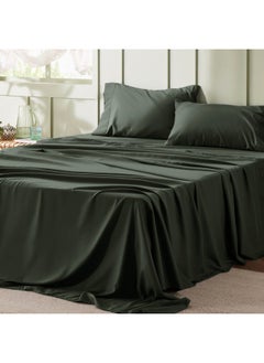 Bedsure Bedsure Queen Sheet Set - Soft Sheets for Queen Size Bed, 4 Pieces Hotel Luxury Olive Green Queen Sheets, Easy Care Polyester Microfiber Cooling Bed Sheet Set  - Image 1