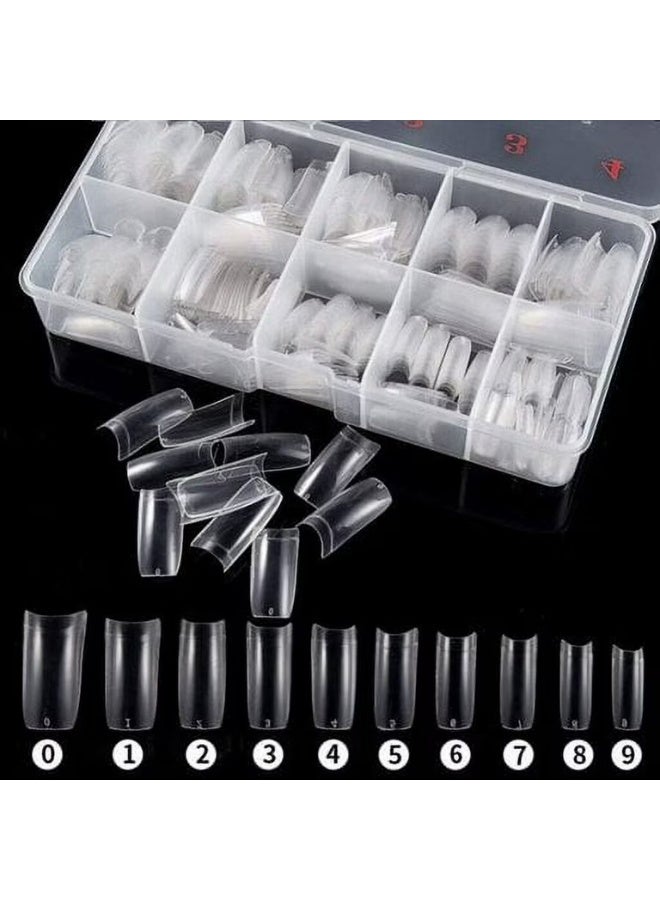 500Pcs Acrylic French Half False Nail Tips  Flat C Curve Nail Art Natural - Image 4