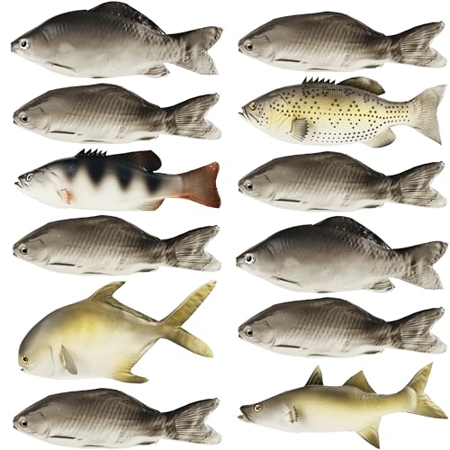 Norcoin 12 Pcs Realistic Fake Fish Toy Artificial Lifelike Sea Fishing Model Props Set for Market Display Home Kitchen Decor Party Photography Props Simulated Fish Ornaments 6 Styles - Image 1