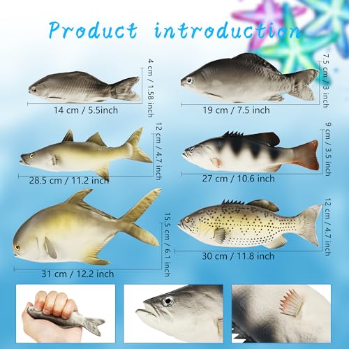 Norcoin 12 Pcs Realistic Fake Fish Toy Artificial Lifelike Sea Fishing Model Props Set for Market Display Home Kitchen Decor Party Photography Props Simulated Fish Ornaments 6 Styles - Image 5