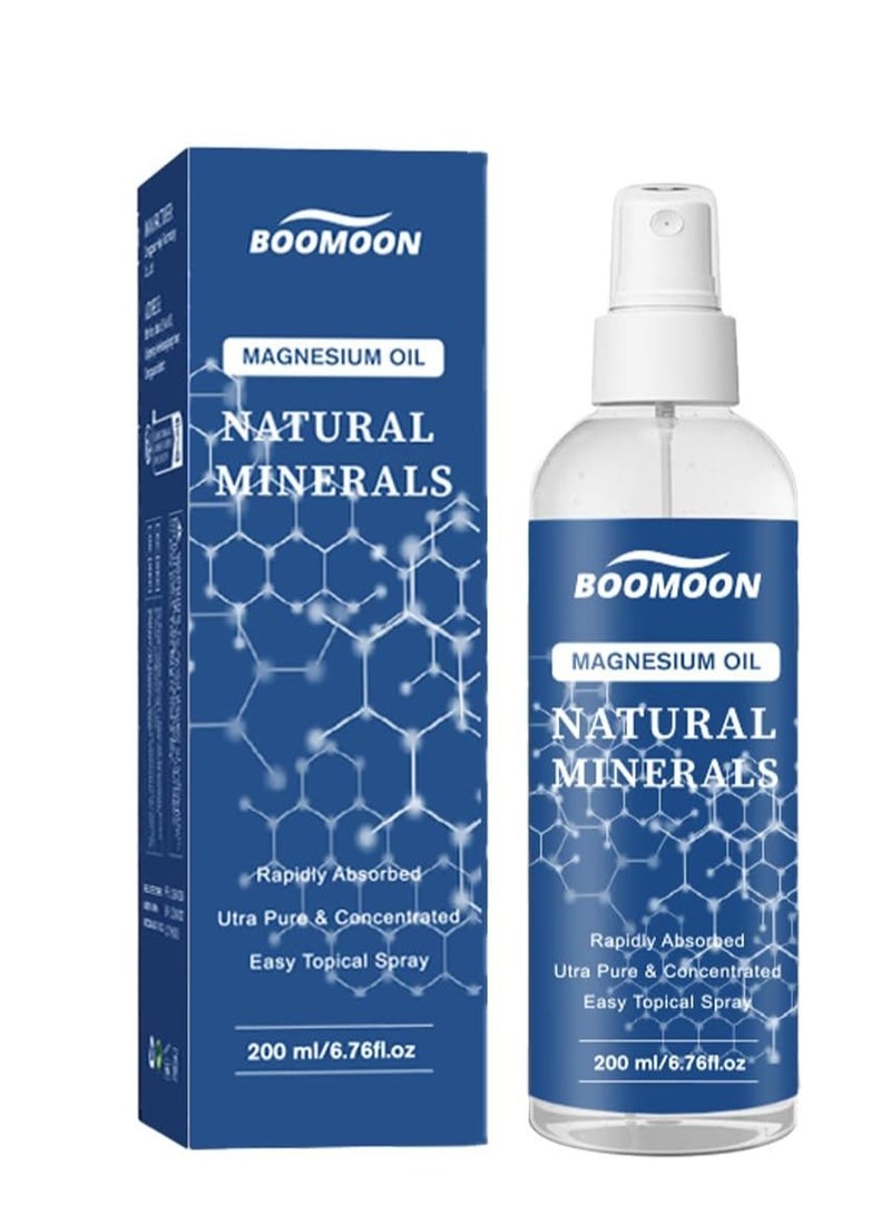 BOOMOON Magnesium Oil Spray Lotion (6.76oz), Fast-Absorbing Topical Magnesium Chloride Cream for Skin Application – Odorless, Quick-Drying, and Residue-Free for Improved Health and Gentle Skin Care  - Image 1