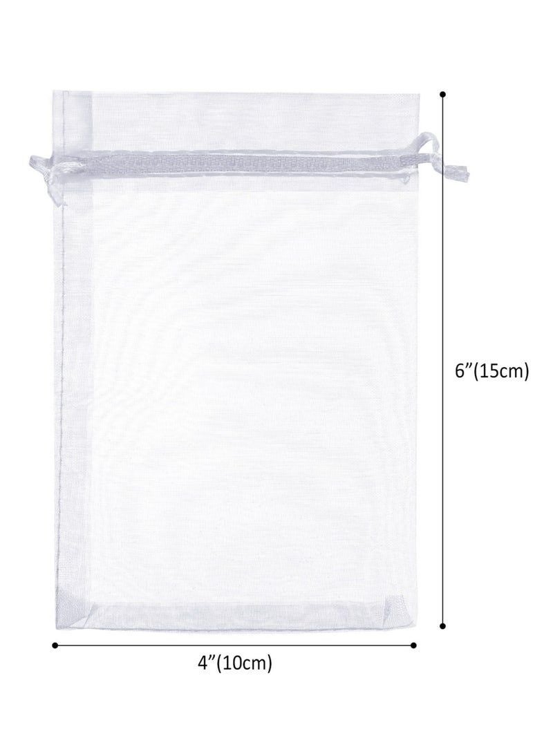 30 Pack White Organza Drawstring Gift Bags, 4x6 Inch Sheer Mesh Favor Pouches - Image 2