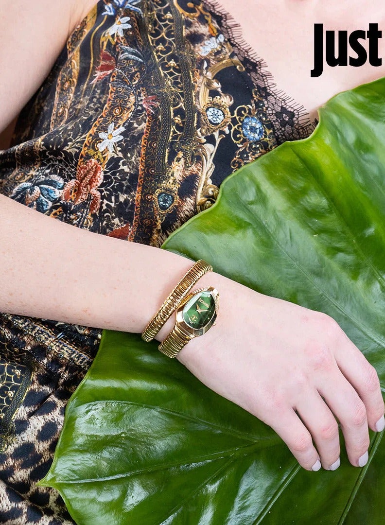 جي سي ساعة جست كافالي للنساء من الفولاذ المقاوم للصدأ ذهبية اللون من الفولاذ المقاوم للصدأ، علبة وسوار ذهبي | JC1L208M0045 - Image 4