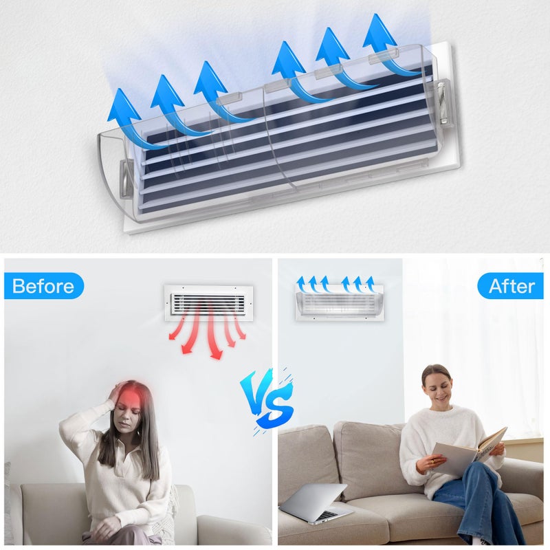 Antimbee 2 Pack Adjustable Magnetic Air Vent Deflector -New Super Strong Neodymium Magnets 8" to 15" Length Fits Vents, Sidewall, Ceiling, Floor Registers - Curved Air Conditioner Vent Cover  - Image 3