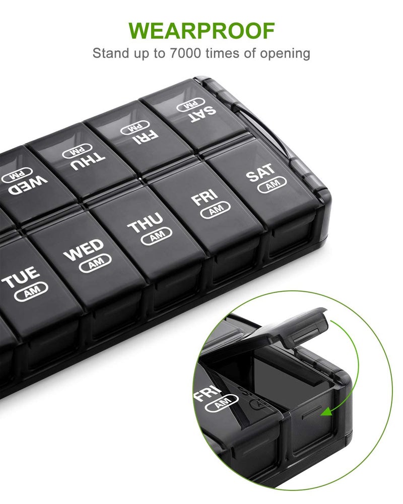 Sukuos Weekly Pill Organizer 7 Day 2 Times a Day, Quick Fill Daily Pill Box (AM PM), Extra Large Pill Cases for Vitamin/Fish Oil/Supplements, Arthritis Friendly, Easy to Clean - Image 5