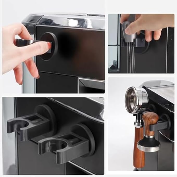 كاست ويف حامل مغناطيسي مثبت على الحائط لمقبض القهوة ومنظم فلتر القهوة بحجم 51 و54 و58 مم، ملحق موفر للمساحة لبار القهوة، لون أسود، قطعة واحدة - Image 5