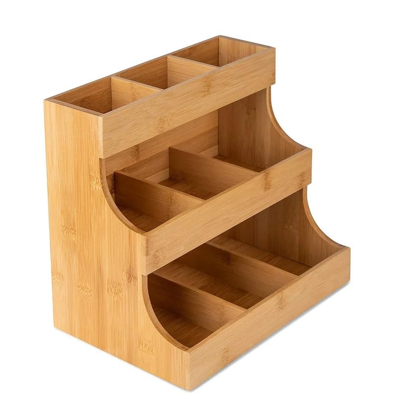 Vertical Tea Bag Organizer Wood Box Storage Box Teabags Holder Tabletop Chests for Tea Storage Tea Bag Organiser for Tea Bag Coffee Capsules Sugar Packets Storage for Home Kitchen Office Caf