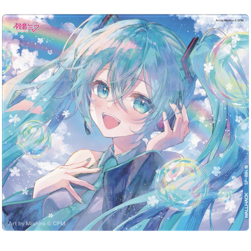 Wallhack x Hatsune Miku Glass Gaming Mouse Pad â€“ Collaboration Edition SP-004 | Summer Miku Design | Professional Speed â€‹â€‹Surface (Tempered Glass) | Large Size 49 x 43cm - Image 1