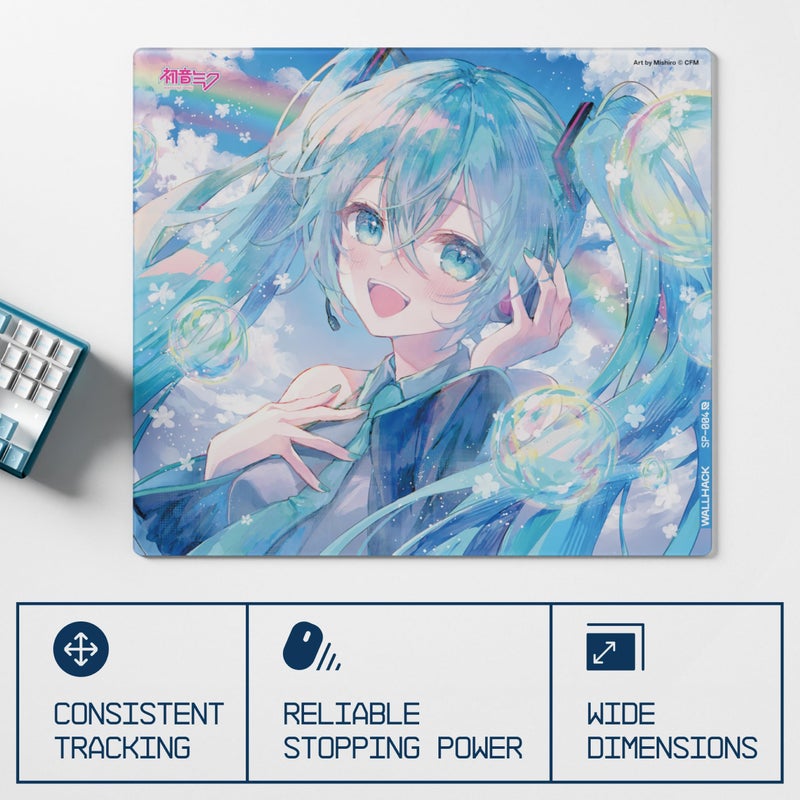 Wallhack x Hatsune Miku Glass Gaming Mouse Pad â€“ Collaboration Edition SP-004 | Summer Miku Design | Professional Speed â€‹â€‹Surface (Tempered Glass) | Large Size 49 x 43cm - Image 3