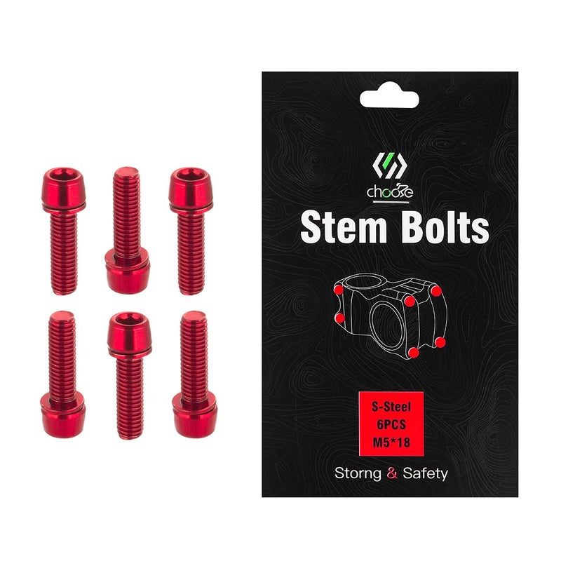 CNC Bike Stem Boltsï¼ŒStem Bolts for BMX/MTB/Road Bike with Washers,Red - Image 1
