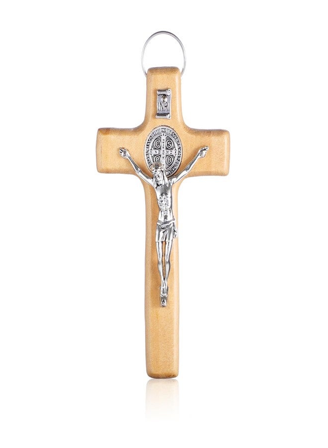 KOMI St Benedict Crucifix 4.2" Small Wood Wall Cross Christian Catholic Decor Wall Hanging Cross Religious Faith Gifts - Image 2