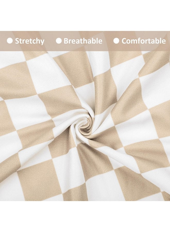 DILIMI Nursing Pillow Cover, Stretchy Removable Case for Breastfeeding Pillows, Ultra Soft Comfortable Slipcover for Baby Girl and Boy, Light Brown Checkerboard - Image 2