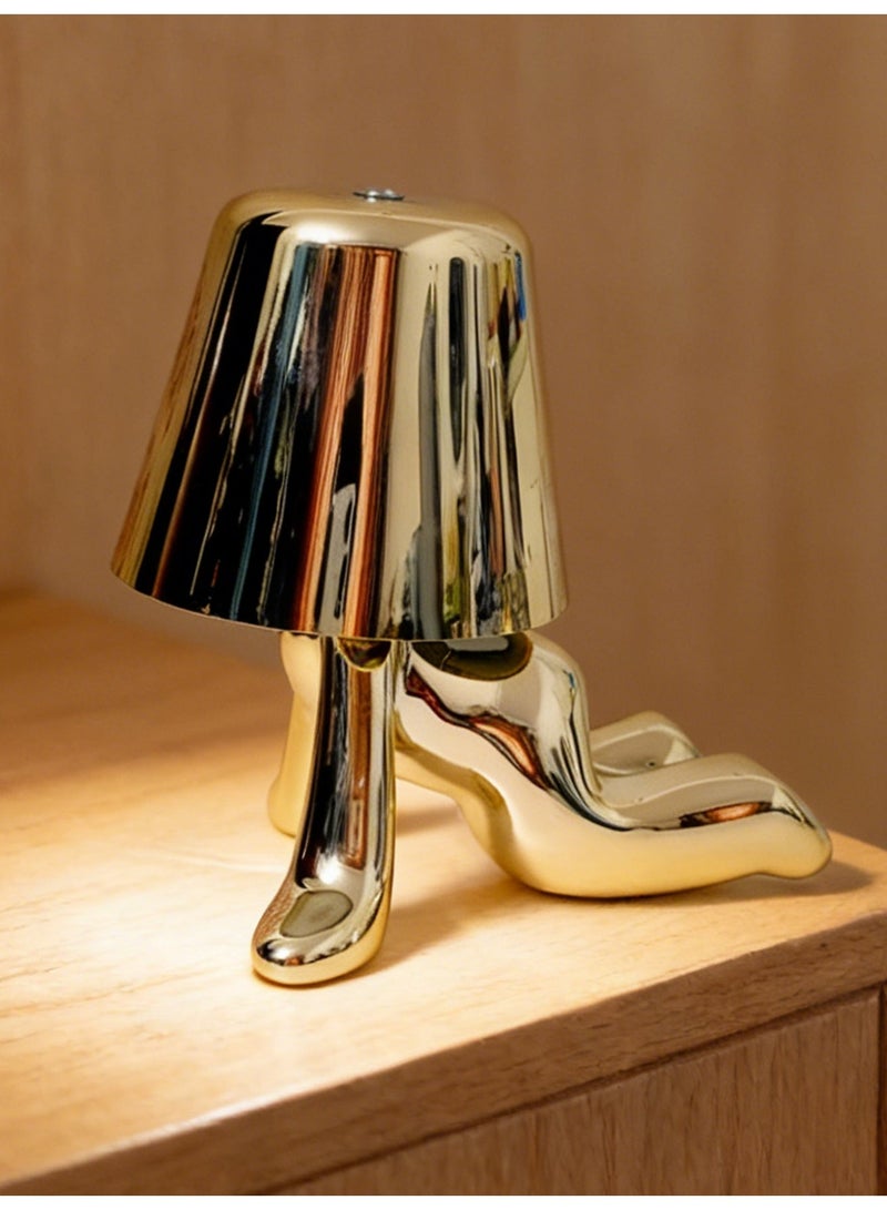 Little Golden Man Night Light, Cordless LED Table Lamp with Touch Sensor, 3-Level Dimming & Rechargeable Battery, Creative Decorative Desk Light for Home Office, Bedroom, Living Room, Unique Gift for Friends - Image 1