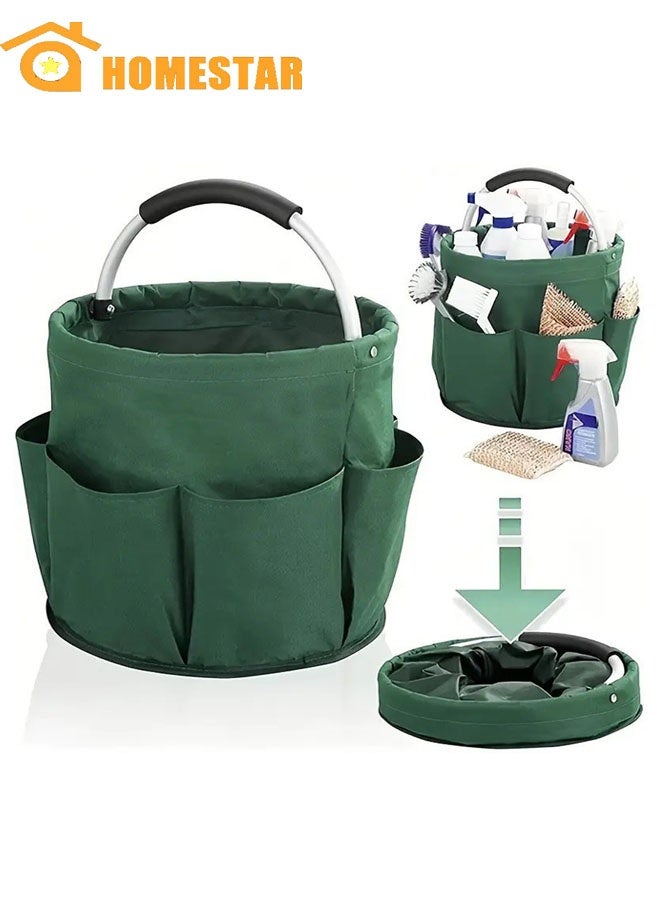 HOMESTAR Tool Storage Bag, Foldable Tool Bag, Outdoor Camping Garden Harvest Basket, Household Bathroom Storage, Bath Toilet Bag Laundry Storage Bag, Green - Image 1