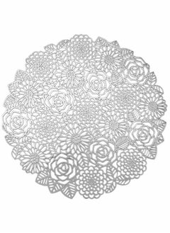 Round Silver Placemats Set of 6 Elegant Fancy Charger for Dining Table Holiday Wedding Decorative Placemats Charger Table Setting Place Mats Kitchen Table Mats Round Vinyl Placemats for Table
