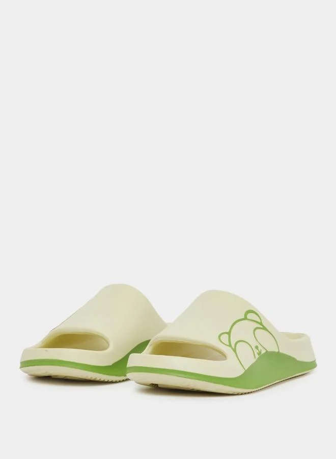 Styli Styli Color Block Bear Print Bathroom Slippers