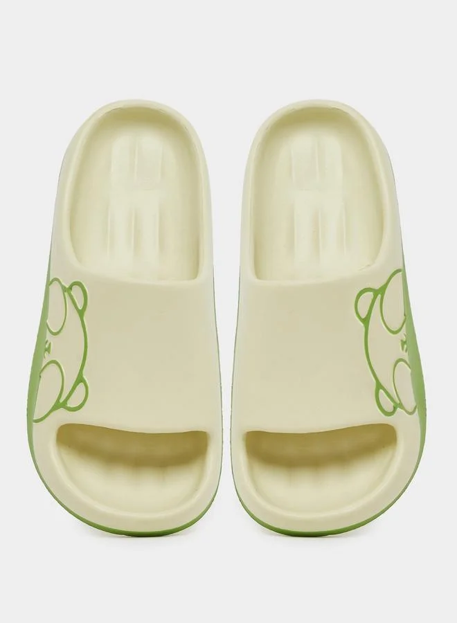 Styli Styli Color Block Bear Print Bathroom Slippers