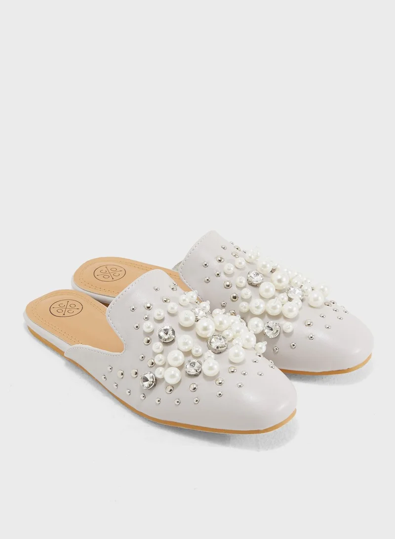 Coco Alexis Pearl and Stone Studded Slip On