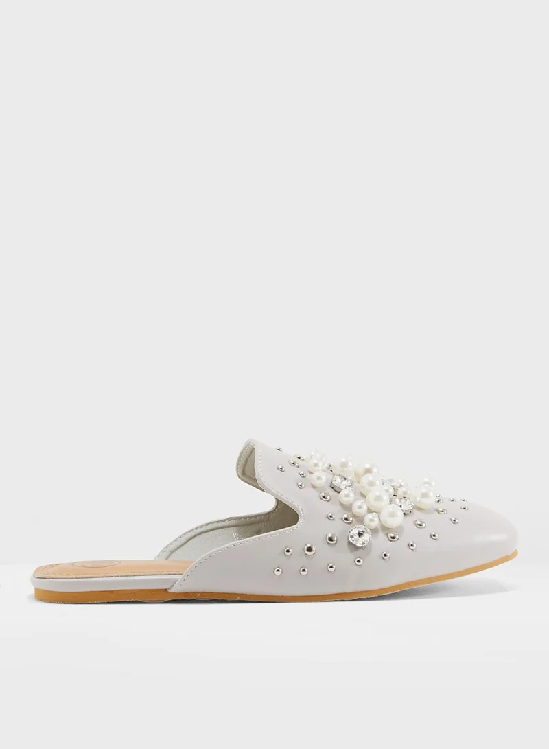Coco Alexis Pearl and Stone Studded Slip On
