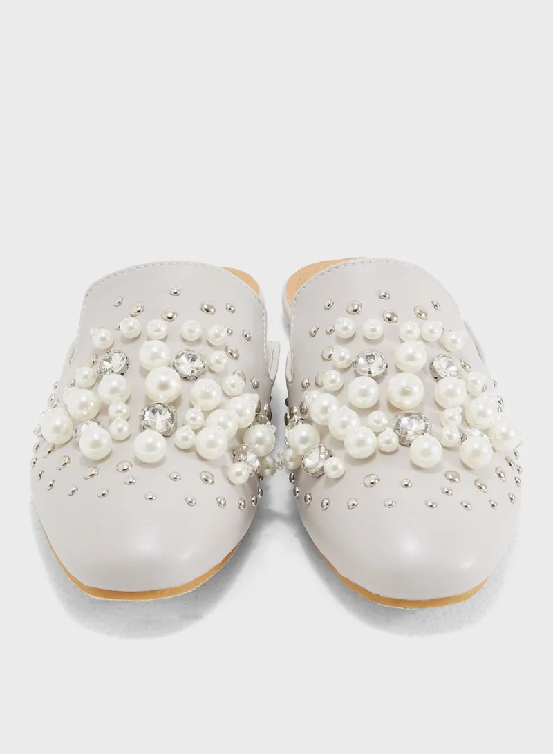 Coco Alexis Pearl and Stone Studded Slip On