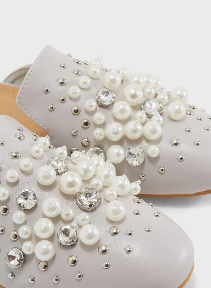 Coco Alexis Pearl and Stone Studded Slip On
