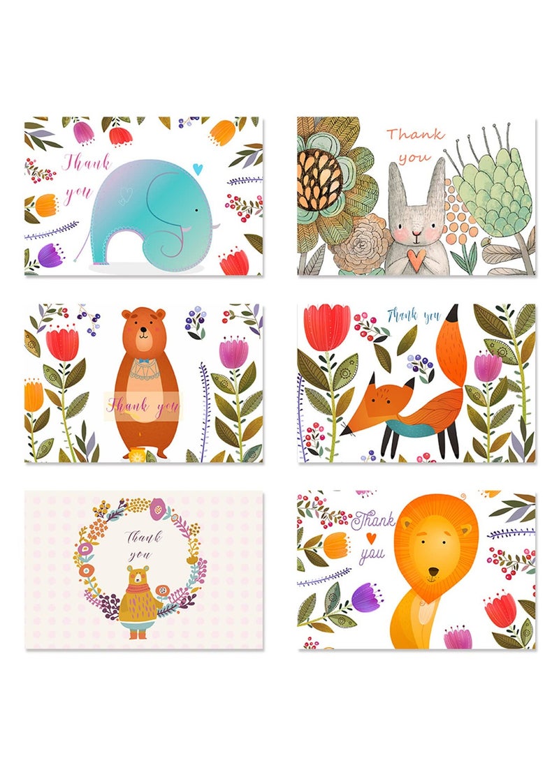 Generic - 24 Pack Thank You Cards with envelopes and Stickers Lovely Animals Themed Design Each Greeting Cards Blank Inside Invitation Cards for Kids Baby Shower Congratulations Party Business Festival - Image 1