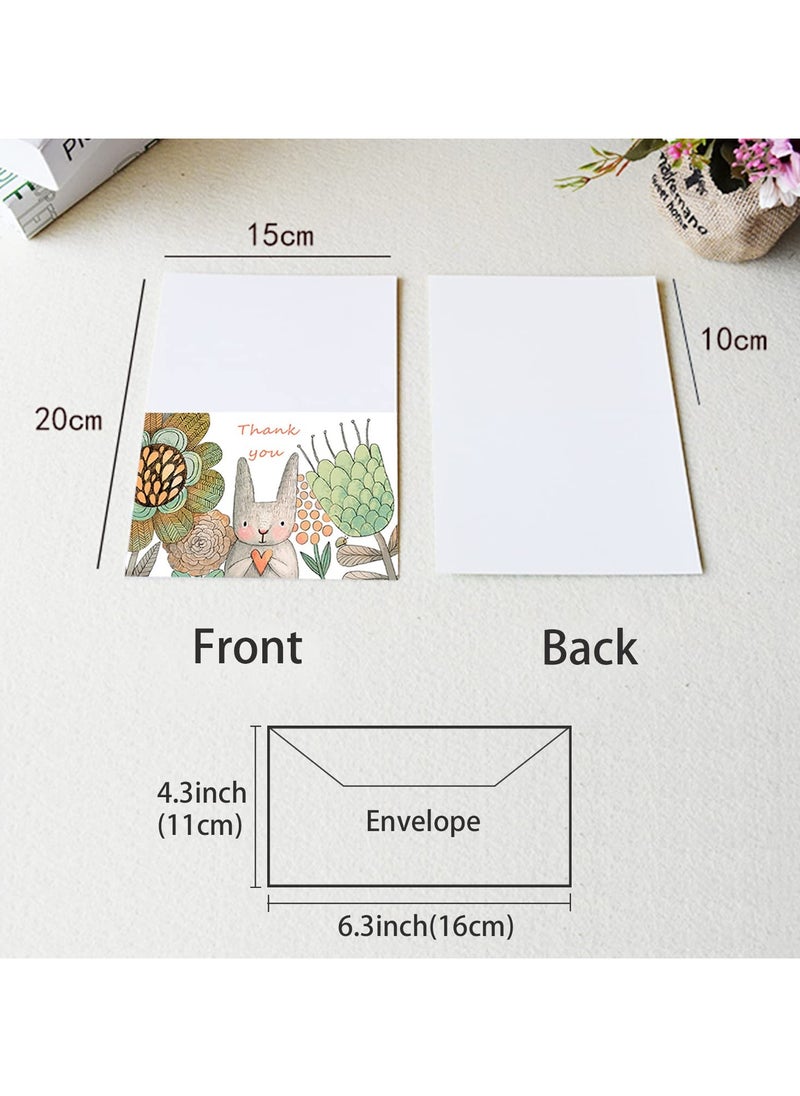 Generic - 24 Pack Thank You Cards with envelopes and Stickers Lovely Animals Themed Design Each Greeting Cards Blank Inside Invitation Cards for Kids Baby Shower Congratulations Party Business Festival - Image 1