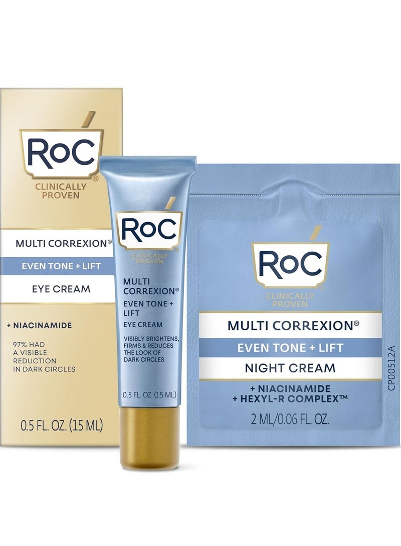 RoC كريم العين المضاد للشيخوخة 5 في 1 لمكافحة الانتفاخ، أكياس تحت العين والهالات السوداء، علاج للعناية بالبشرة مع زبدة الشيا، 0.5 أونصة سائلة (قد يختلف التعبئة) - Image 1