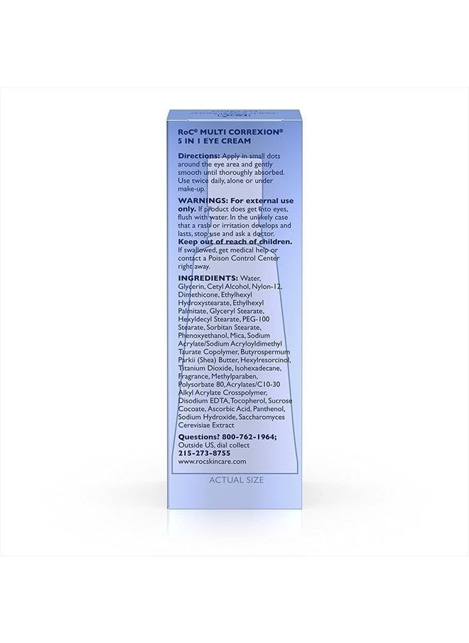 RoC - Multi Correxion 5 in 1 Anti-Aging Eye Cream for Puffiness, Under Eye Bags & Dark Circles, Skin Care Treatment with Shea Butter, 0.5 Fl Oz (Packaging May Vary) - Image 1