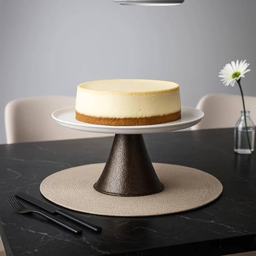 Elan Cake Stand with Cake Server,Cupcake Stand for Party, Metal, Round (Tall - Off-White) - Image 1