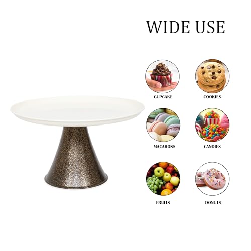 Elan Cake Stand with Cake Server,Cupcake Stand for Party, Metal, Round (Tall - Off-White) - Image 3