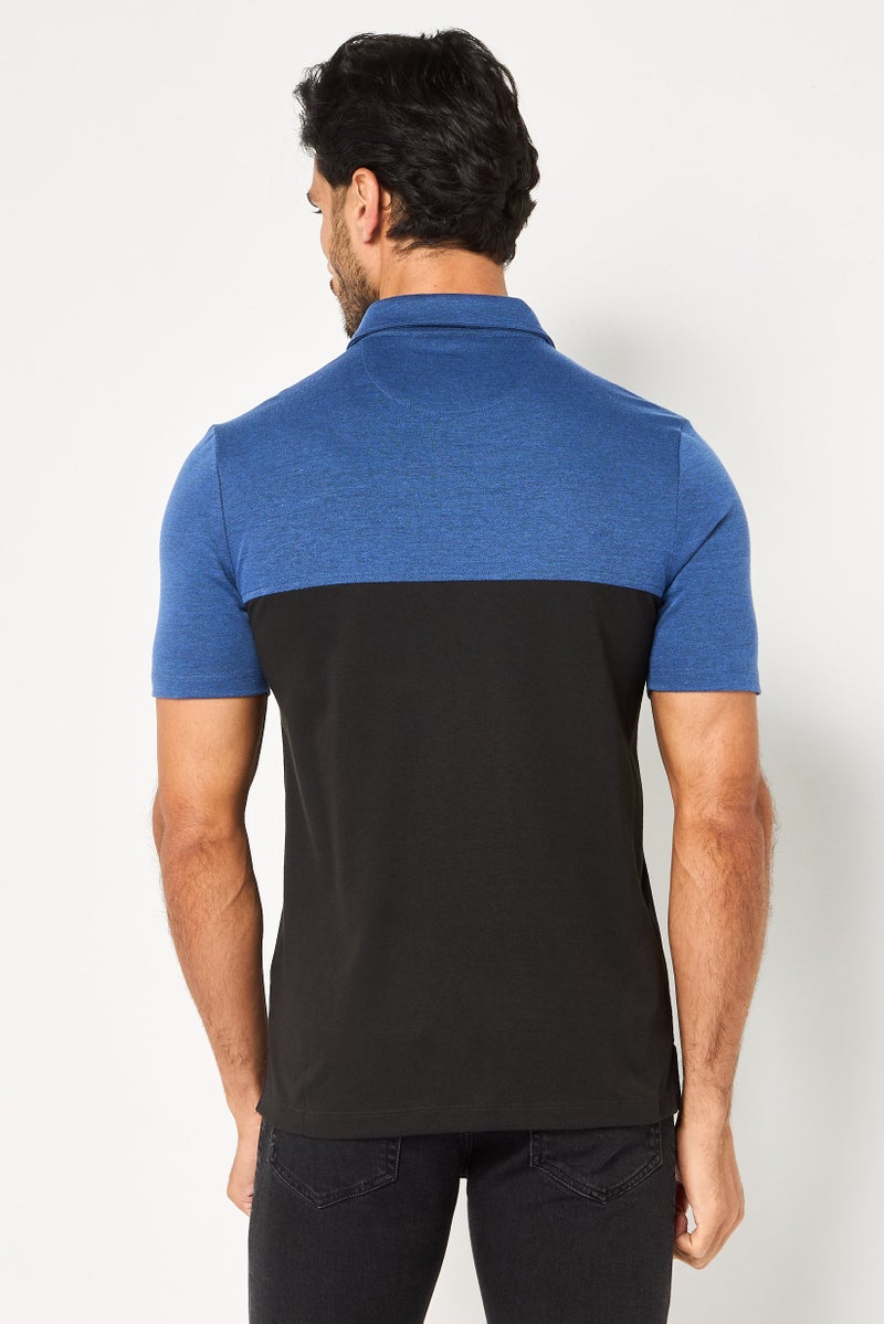 DKNY Men Regular Fit Brand Logo Short Sleeves Polo Shirt, Multicolor - Image 3