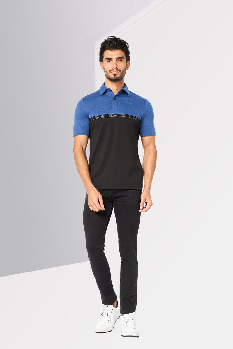 DKNY Men Regular Fit Brand Logo Short Sleeves Polo Shirt, Multicolor - Image 4