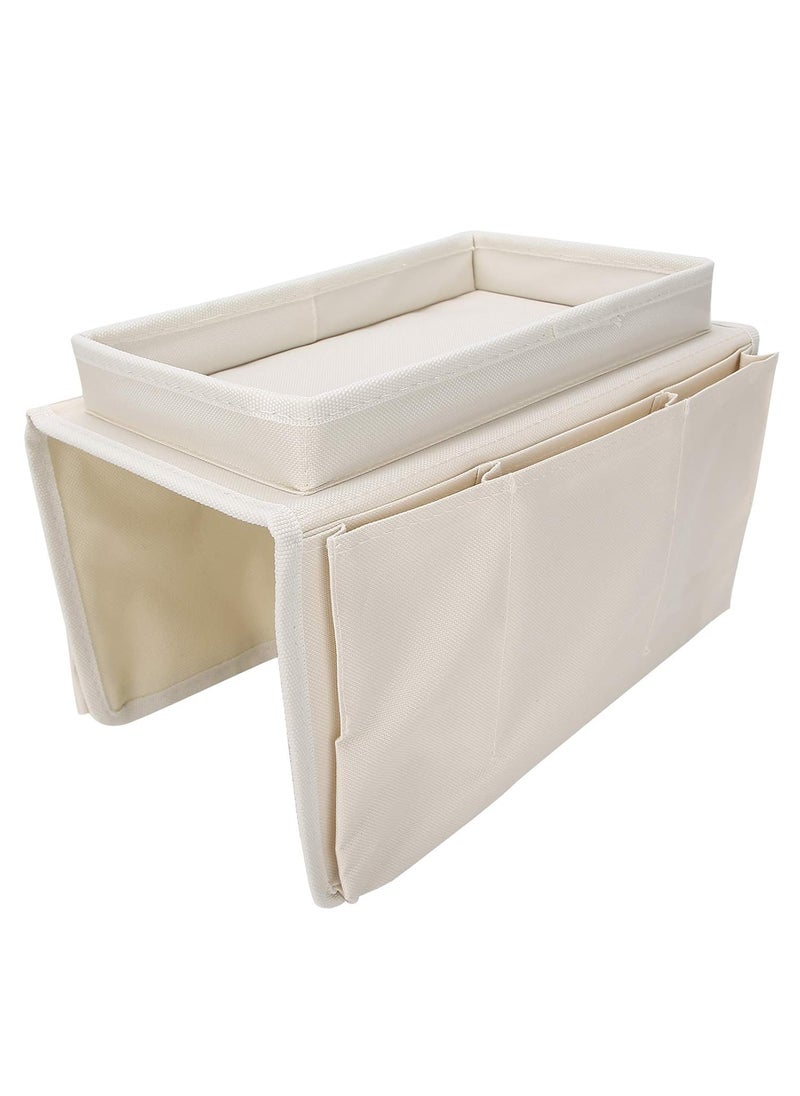 Zyronex Pockets SofaTV Sofa Tray Slim Fly Fishing Box Remote Control OrganizerArmchair Couch Bag with Cup Holder Tray3 Outer Compartments on One Side  - Image 5
