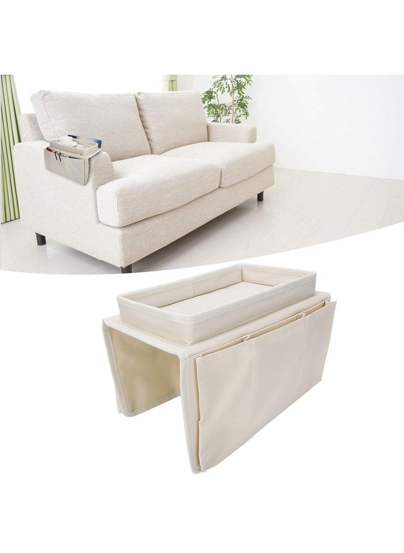 Zyronex Pockets SofaTV Sofa Tray Slim Fly Fishing Box Remote Control OrganizerArmchair Couch Bag with Cup Holder Tray3 Outer Compartments on One Side  - Image 3