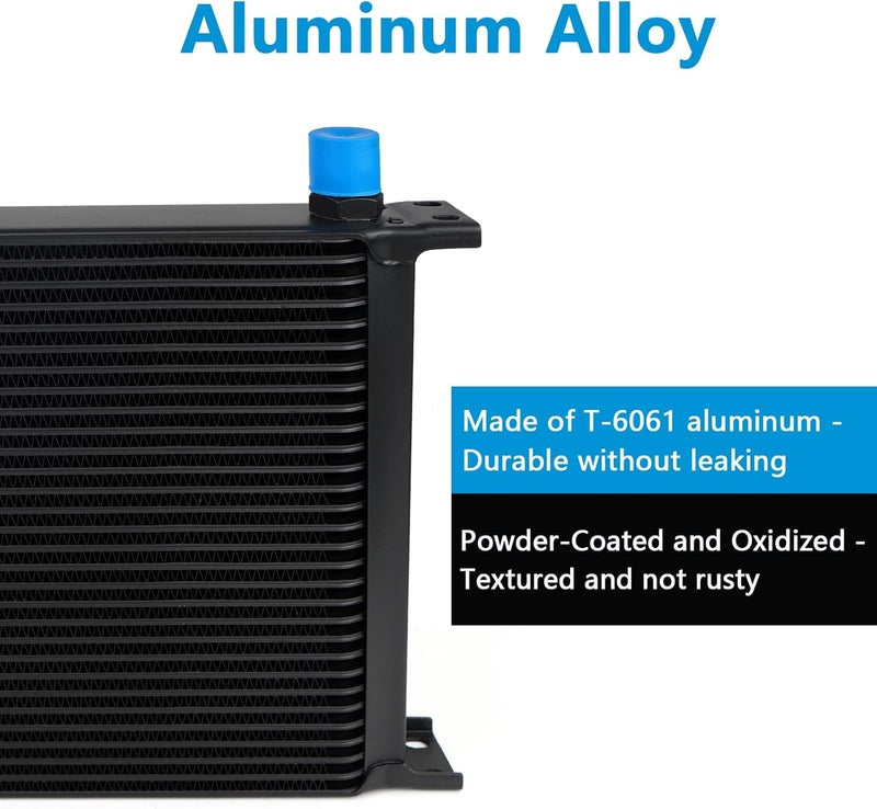 HTRACING 30 Row AN10 10AN Transmission Oil Cooler Kit Stacked Plate With 6AN 8AN Adapter Universal Engine Transmission British Radiator Oil Cooler Condenser Aluminium Alloy Black - Image 4