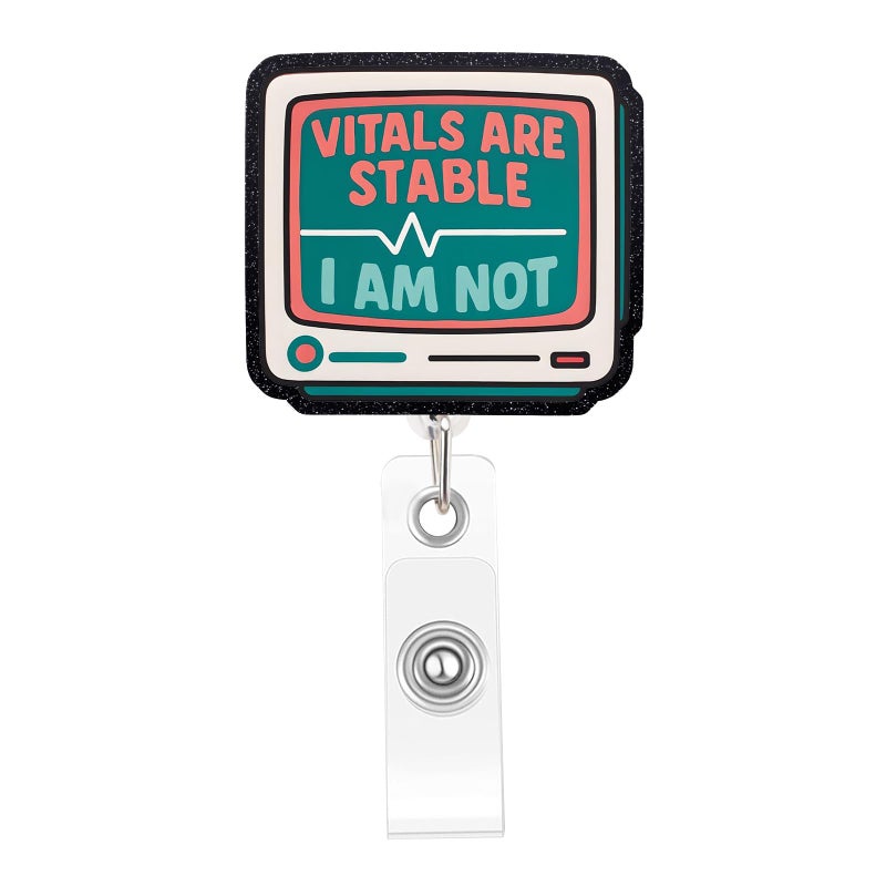 Mahrokh Funny Nurse Badge Reel, Vital Signs Monitor Badge Holder with Retractable Clip, Cute Gifts for Nursing Student RN LPN CNA MA Medical Worker Teacher Doctor - Image 1
