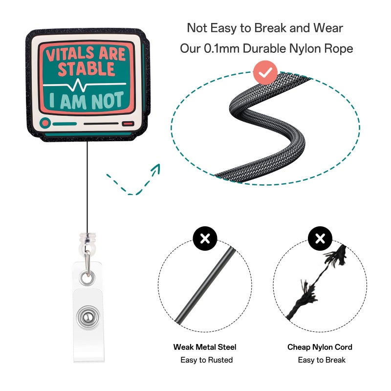 Mahrokh Funny Nurse Badge Reel, Vital Signs Monitor Badge Holder with Retractable Clip, Cute Gifts for Nursing Student RN LPN CNA MA Medical Worker Teacher Doctor - Image 3