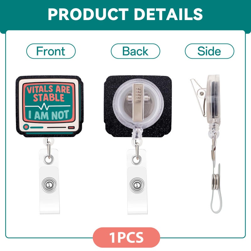 Mahrokh Funny Nurse Badge Reel, Vital Signs Monitor Badge Holder with Retractable Clip, Cute Gifts for Nursing Student RN LPN CNA MA Medical Worker Teacher Doctor - Image 4