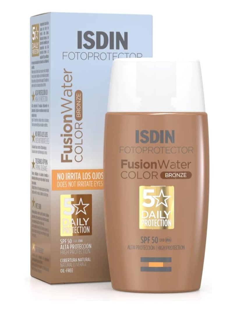 ISDIN Fotoprotector Fusion Water Color Bronze SPF 50 UVA UVB Sunscreen Protection 50ml