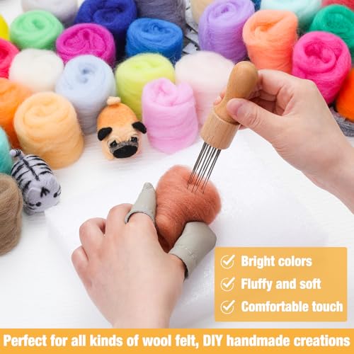 Mayboos Needle Felting Starter Kit,Wool Roving 40 Colors Set, Wool Felt Tools with Instruction Included for Felted Animal Needle Felting Supplies - Image 4