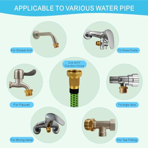 XNTONG - Shower Hose Adapter, Garden Hose Adapter, Shower Head Hose Adapter, Brass Garden Hose Fitting G1/2 Female to GHT 3/4 Male Adapter, No-Leak Design with Washer and PTFE Tape - Image 3