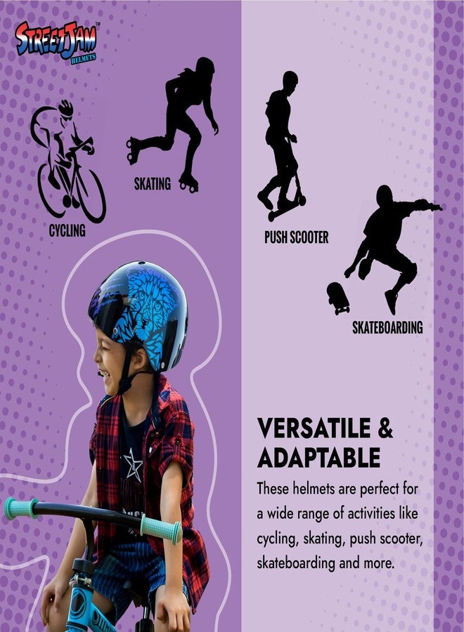 خوذة دراجة أطفال من STREETJAM، خوذة Wild Riderz مفتوحة الوجه بتقنية تغيير الألوان، غلاف خارجي صلب، غطاء داخلي مريح من مادة EPS، حزام قابل للتعديل وقرص تحكم (8-13 سنة، أسود (أحمر، بنفسجي، أزرق)) - Image 5